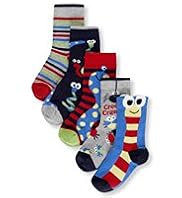 5 Pairs of Cotton Rich Creepy Crawly Socks