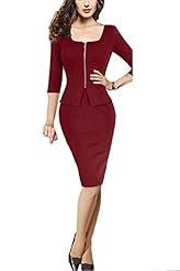 Peplum Fitted Square Neck Polyester/Spandex Bodycon Dress 