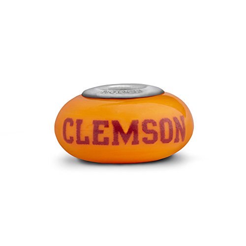 Clemson Tigers Fenton Glass Bead Fits Most European Style Charm Bracelets