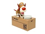 Barkly the Banker Brown Dog Puppy Piggy Bank Toy Coin Munching Battery Operated