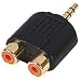 FPUK 3.5mm Mini Jack Stereo to 2 x RCA Phono Adapter GOLD