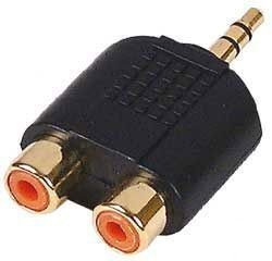 FPUK 3.5mm Mini Jack Stereo to 2 x RCA Phono Adapter GOLD
