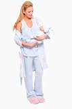 The Olian Cotton Nursing 4pc. Pajama Set, Large, Blue/Print