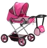 Doll Carriage Pram Stroller 3-in-1 Carrier Set with Adjustable Handle