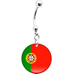 Portugal Flag Belly Ring