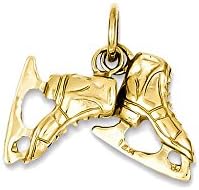 14k Yellow Gold Ice Skating Shoe Charm Pendant - 15mm