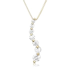 14k Choice of White or Yellow Gold Journey Curve Pendant (1/2 cttw, H Color, I1 Clarity)