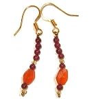Carnelian Earrings 07 Dangle Peridot Garnet Orange Red Green Gemstone 1.8