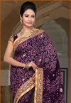 Violet Pure Georgette Saree With Blouse