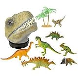 Animal Planet 9 inch T-Rex Head carry case with 7 Dinosaurs Playset