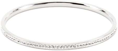 Simple Silvertone Crystal Bangle