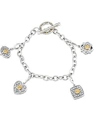 Sterling Silver and 14K Yellow Gold Charm Bracelet -- LIFETIME WARRANTY