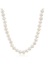 Sterling Silver and Freshwater Cultured A Quality Pearl Necklace (7.5-8mm)