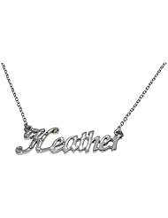 Name Necklaces Heather - Personalized Necklace White Gold Plated 18K, Belcher Chain, 2mm Thick