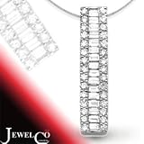Jewelco London 18 Carat White Gold 66pt Round & Baguette Diamond Pendant