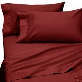 600 Thread Count Egyptian Cotton 600TC Twin Extra Long Sheet Set- XL, Burgundy Solid 600 TC