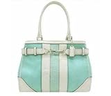 31JtJpY45TL. SL160  CLEARANCE   COACH Hampton Stripe Signature Carryall Handbag Satchel Carryall Tote 11682  Blue