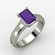 Emerald-Cut Amethyst Ring in 14K White Gold