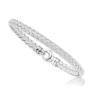 Woven Strand Spring Ring 14K White Gold Bracelet by
