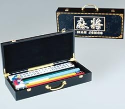 Wood Mah Jongg Case With Chinese Character Imprint - Empty Case Only - Mah-Jong Cases