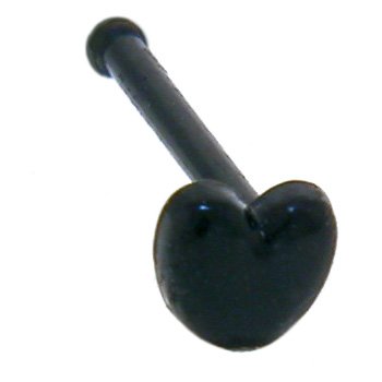 Black Acrylic HEART 3 D Nose Bone