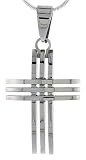 1 1/4 (28 mm) Surgical Steel 3-Bar Cross Pendant