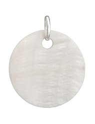 VINANI brand Germany Pendant Disc Natural Shell 30 mm (1.18") with eyelet 925 Sterling Silver Plate APHK-EZ