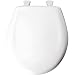 Round Solid Plastic Toilet Seat Whisper-Close with Easy Clean and Change Hinges with STA-TITE and DuraGuard Finish: Bone