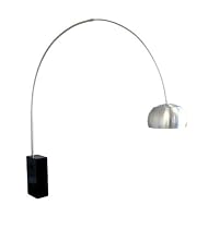 Arco Black Cube-Shaped Marble Base Floor Lamp