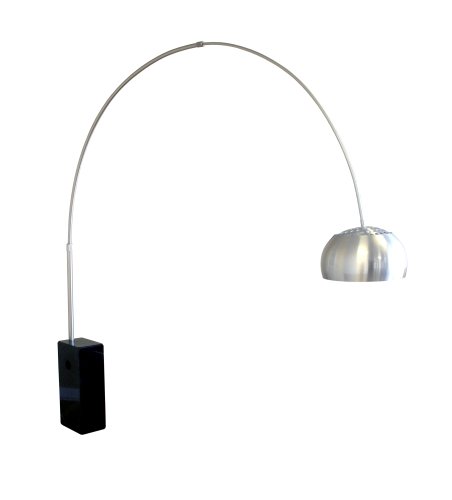 Arco Black Cube-Shaped Marble Base Floor Lamp