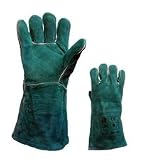 Green Heat Resistant Fireplace Stove Woodburner Gauntlet Fireside Gloves