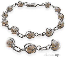 Ladies White Cultured Pearl White Gold Bracelet