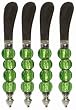Decorative Pate Knife with Lime Green Glass Bead Handle Set of Four