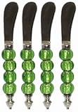 Decorative Pate Knife with Lime Green Glass Bead Handle Set of Four