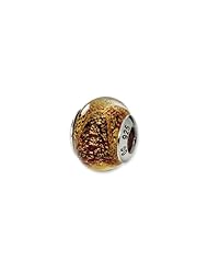 Gold and Red, Murano Glass Charm for 3mm Charm Bracelets