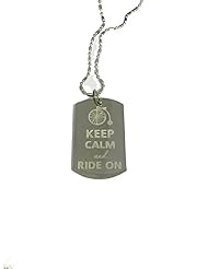 Pet Products: Keep Calm and Ride On Bike- Luggage Metal Chain Necklace Military Dog Tag - DOG TAGS