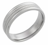 Palladium Domed Double Rope Milgrain Comfort Fit Wedding Band, 6mm wide