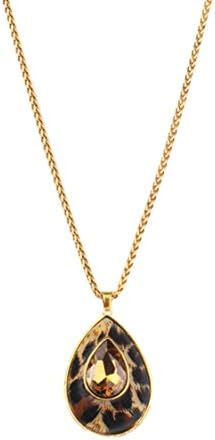 Tribal Princess Cheetah Animal Print Drop "Jeweled" Necklace - Long 34" Chain