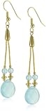 Gold Silk 2 Strand Chalcedony One Tear Drop Earrings