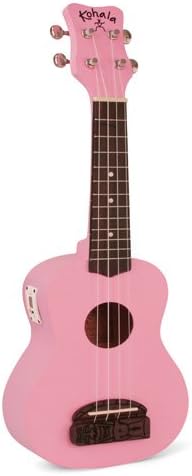 Kohala TIKI Series Soprano Ukulele - Linden Wood - Built-in Tuner - Satin Pink