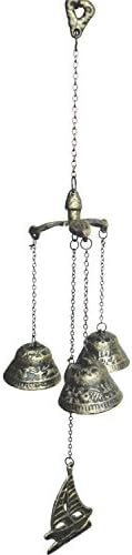 Conglobe Arts Cast Iron Three bells Windbell Wind Chimes-Sailing Ship