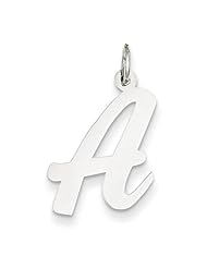 14k White Gold Large Script Initial A Charm Pendant. Metal Wt- 0.56g