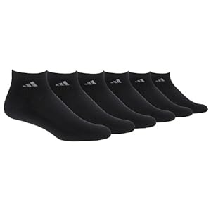 adidas Men's Athletic Quarter Sock, Black/Aluminum 2, Pack of 6, Shoe Size 6-12