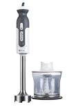 DeLonghi 380-Watt Tri-Blade 2-Speed Hand Blender with a Unique Triblade Design and Ergonomic Grip Features Pulse or Continuous Blending, and Convenient Splash-Free Blending with Easy Cleanup with Dishwasher Safe Parts BONUS Includes Chopper Attachment