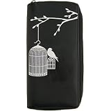 Lavishy Free Bird With Open Birdcage Zipper Vegan Wallet