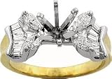 14K Two-Tone Gold Diamond Semi-Set Butterfly Engagement Ring Mounting, G-H Color, SI2-I1 Clarity