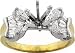 14K Two-Tone Gold Diamond Semi-Set Butterfly Engagement Ring Mounting, G-H Color, SI2-I1 Clarity