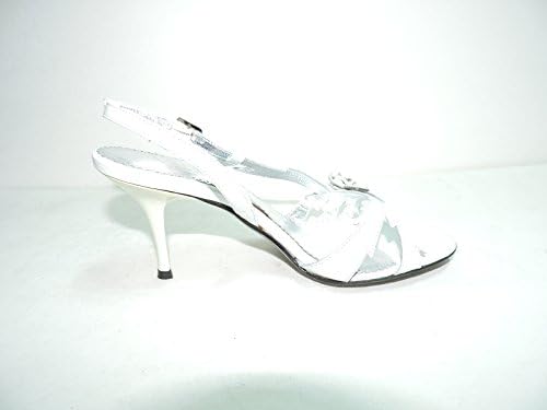 Versani Womens 857 Perlato White Leather 4" Heels Sandals Size 8.5 M