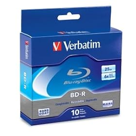 Verbatim 97238 25 GB 6x Blu-ray Single Layer Recordable Disc BD-R, 10-Disc Spindle by