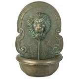Small Lion Fountain - Lightweight Fiberglass and Resin - Bronze Patina (Bronze) (30H x 20W x 9D)